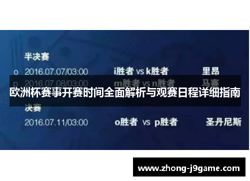 欧洲杯赛事开赛时间全面解析与观赛日程详细指南